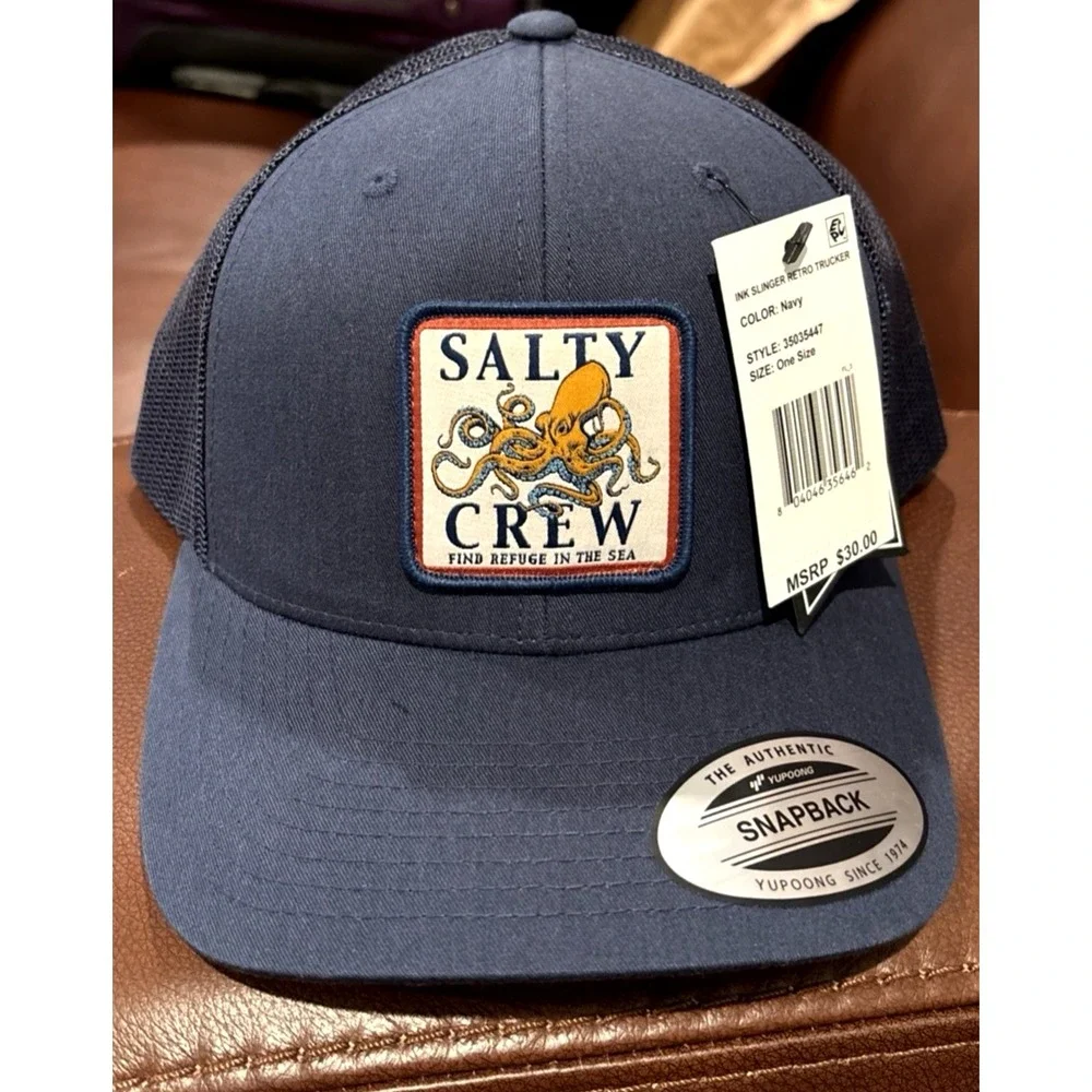 Salty Crew Mens Hat Ink Slinger Retro Snapback Trucker Hat Navy 6-Panel Cap